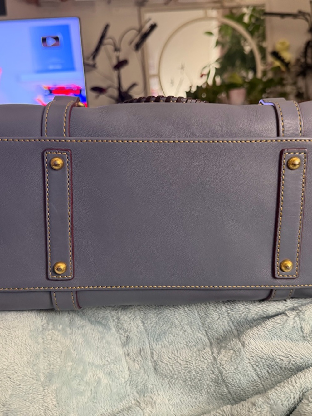 Dooney & Bourke steel blue large Florentine satchel - Picture 3 of 4